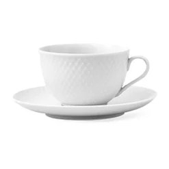 Online Lyngby Porcelæn Rhombe tea cup with saucer 24 cl, White