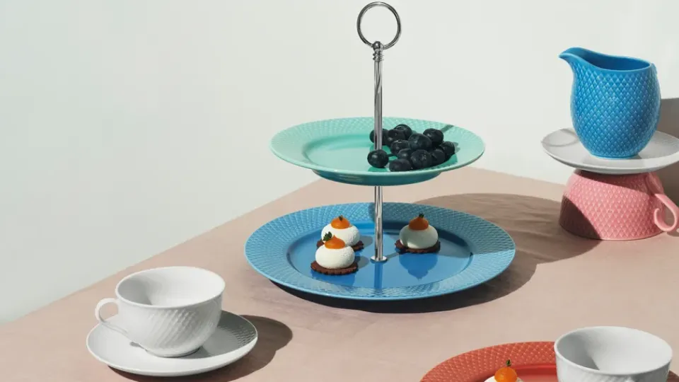 Online Lyngby Porcelæn Rhombe tea cup with saucer 24 cl, White