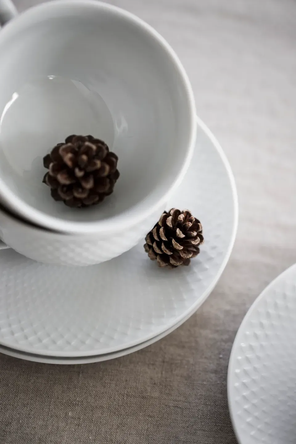 Online Lyngby Porcelæn Rhombe tea cup with saucer 24 cl, White