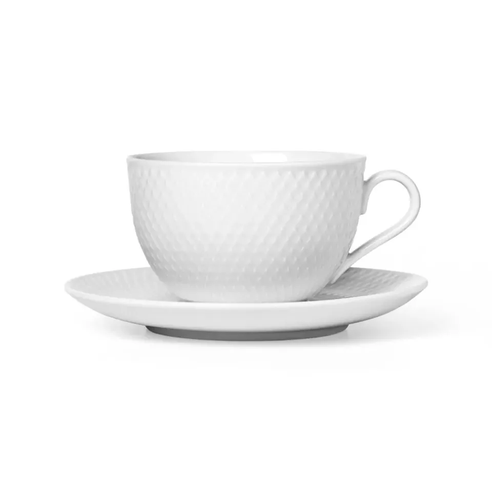 Teacups^Lyngby Porcelæn Rhombe teacup with saucer, White