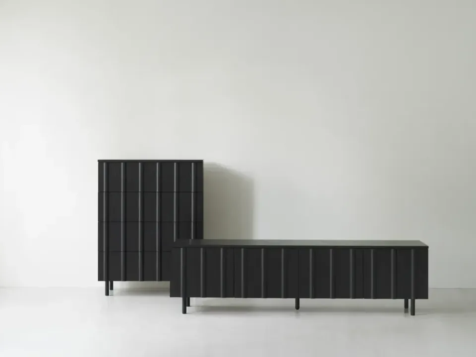 Outlet Normann Copenhagen Rib sideboard low, Soft Black