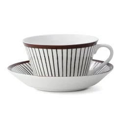 Teacups^Gustavsbergs Porslinsfabrik Ribb tea set, tea cup + saucer BrownWhite