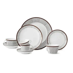 Teacups^Gustavsbergs Porslinsfabrik Ribb tea set, tea cup + saucer BrownWhite