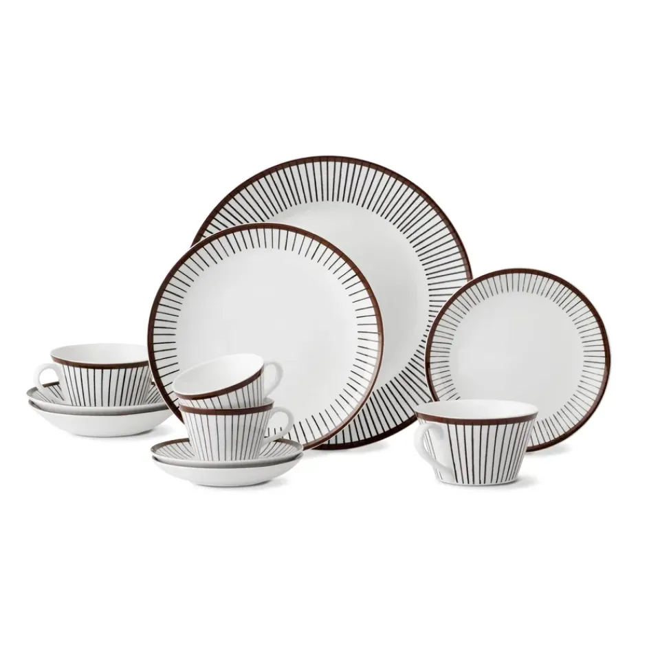 Teacups^Gustavsbergs Porslinsfabrik Ribb tea set, tea cup + saucer BrownWhite