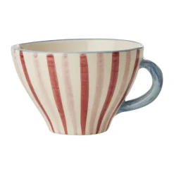 New RICE ceramic teacup, Stripes PinkRed
