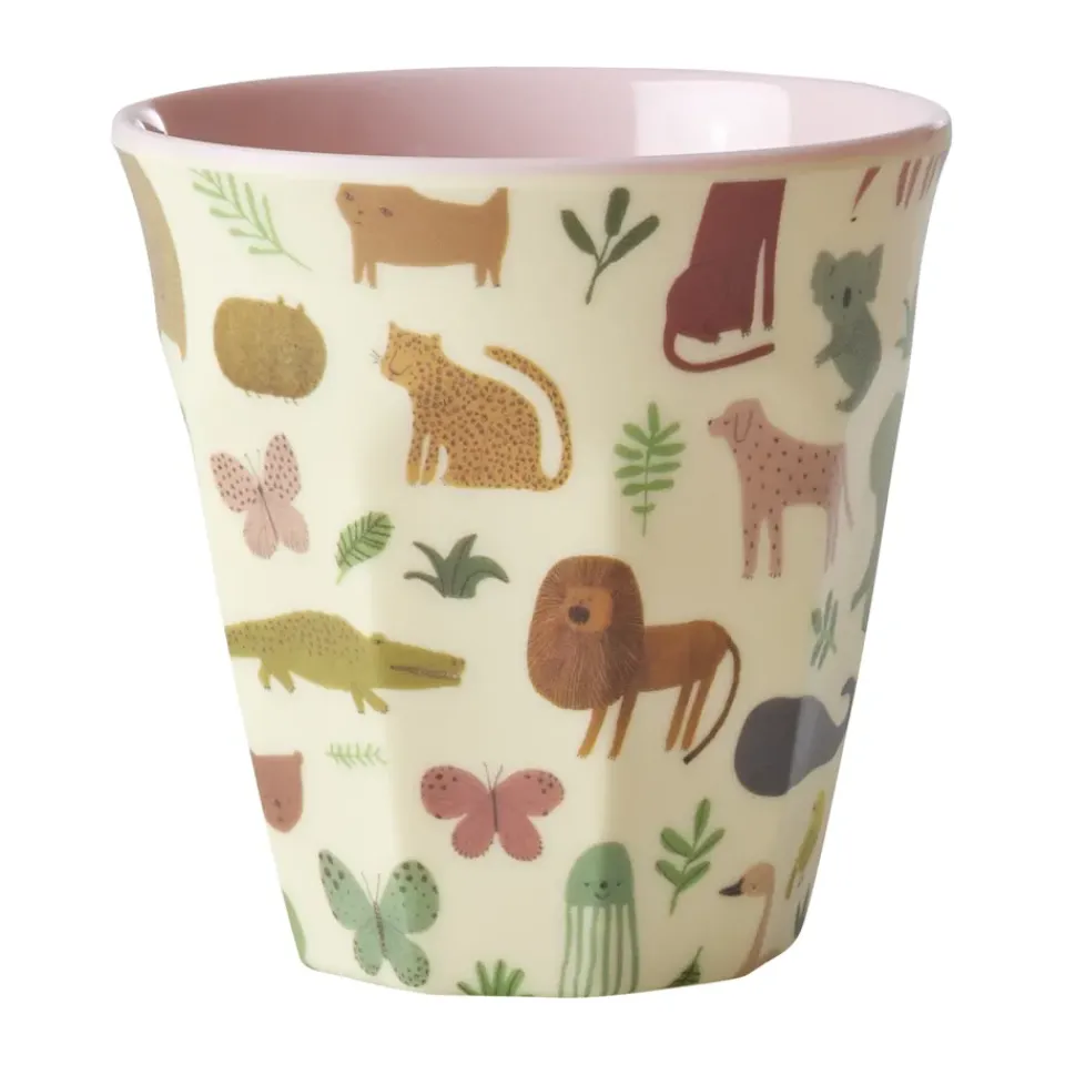Children's Mugs|Plastic Cups^RICE children's cup melamine, Sweet Jungle Print-Soft Pink