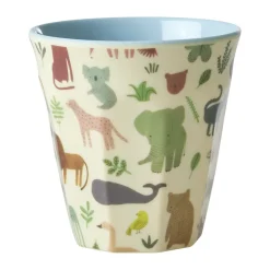 Plastic Cups^RICE children's cup melamine, Sweet Jungle Print-Soft Blue
