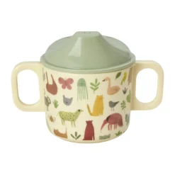 Children's Mugs|Plastic Cups^RICE children's mug with two handles 20 cl, Sweet Jungle Print-Cream White