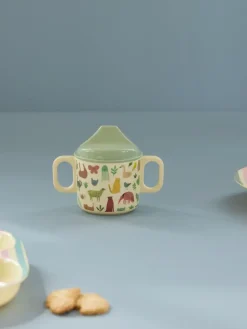 Children's Mugs|Plastic Cups^RICE children's mug with two handles 20 cl, Sweet Jungle Print-Cream White