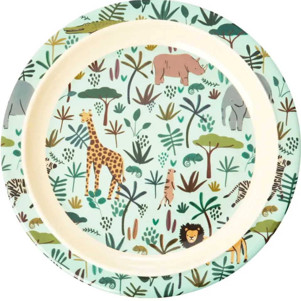 Small Plates & Side Plates|Dinner Plates^RICE children's plate Jungle animals, -multi Green