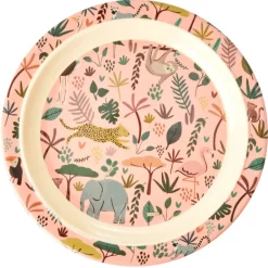Plastic Plates|Children's Tableware^RICE children's plate Jungle animals, coral-multi Pink
