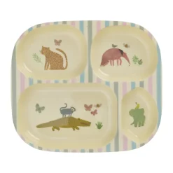 Hot RICE children's plate melamine 4 compartments, Sweet Jungle Print Multi