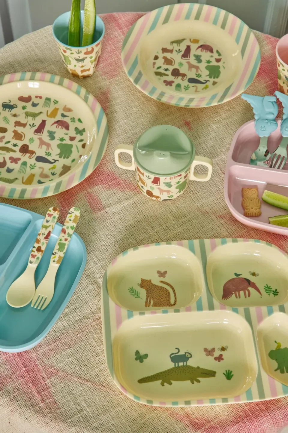 Hot RICE children's plate melamine 4 compartments, Sweet Jungle Print Multi