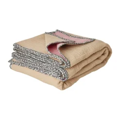 Hot RICE cotton blanket 140x200 cm, Sand BeigePink