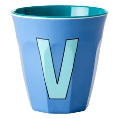 Sale RICE melamin cup medium letter - V 30 cl, New dusty Blue