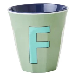 Children's Mugs|Plastic Cups^RICE melamin cup medium letter - F 30 cl, Khaki BlueGreen