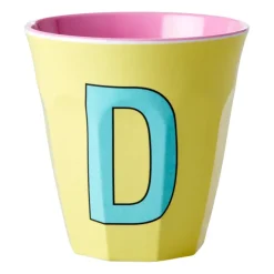 Children's Mugs|Plastic Cups^RICE melamin cup medium letter - D 30 cl, Yellow YellowPink