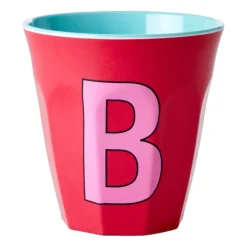 Outlet RICE melamin cup medium letter - B 30 cl, Red kiss PinkRed