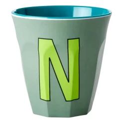 Sale RICE melamin cup medium letter - N 30 cl, Khaki BlueGreen