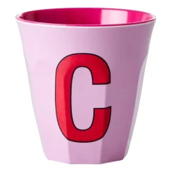 Plastic Cups|Children's Mugs^RICE melamin cup medium letter - C 30 cl, Pink PinkRed