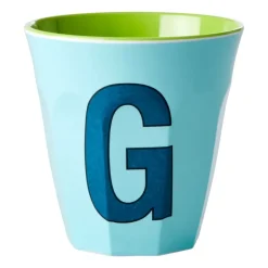 Best RICE melamin cup medium letter - G 30 cl, Mint BlueGreen