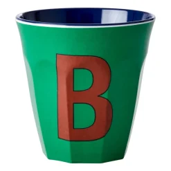 Children's Mugs|Plastic Cups^RICE melamin cup medium letter - B 30 cl, Forest green BlueGreen
