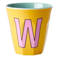 Plastic Cups^RICE melamin cup medium letter - W 30 cl, Yellow OrangePink