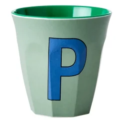 Children's Mugs|Plastic Cups^RICE melamin cup medium letter - P 30 cl, Khaki BlueGreen