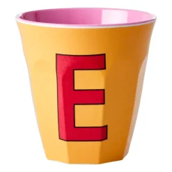 Children's Mugs|Coffee Cups^RICE melamin cup medium letter - E 30 cl, Apricot OrangePink