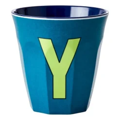 Clearance RICE melamin cup medium letter - Y 30 cl, Emerald green BlueGreen