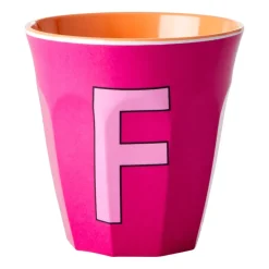 New RICE melamin cup medium letter - F 30 cl, Fuchsia PinkOrange