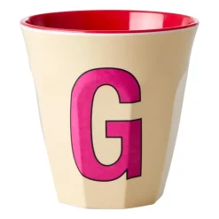 Sale RICE melamin cup medium letter - G 30 cl, Pastel yellow Pink