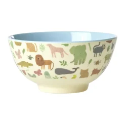 Children's Tableware^RICE melamine bowl medium, Sweet Jungle Print-Soft Blue