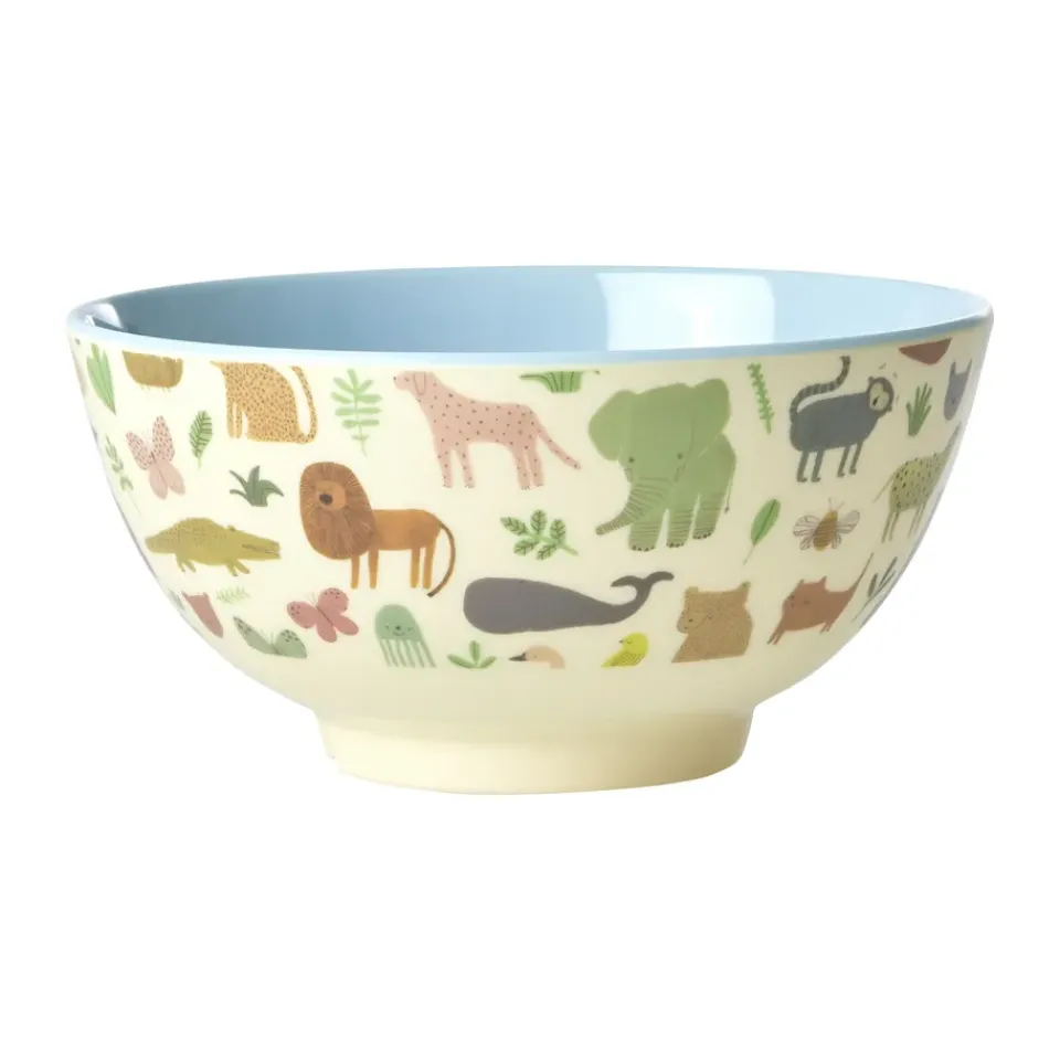 Children's Tableware^RICE melamine bowl medium, Sweet Jungle Print-Soft Blue