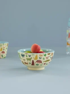 Children's Tableware^RICE melamine bowl medium, Sweet Jungle Print-Soft Blue