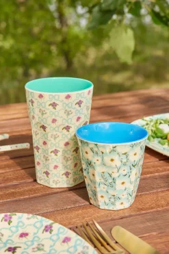 Plastic Cups^RICE melamine cup medium, Summer bloom Blue