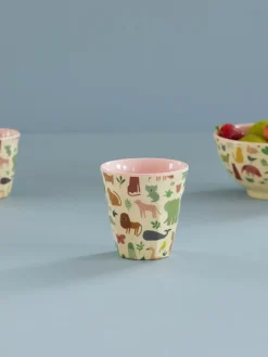 Best RICE melamine cup medium, Sweet Jungle Print-Soft Pink