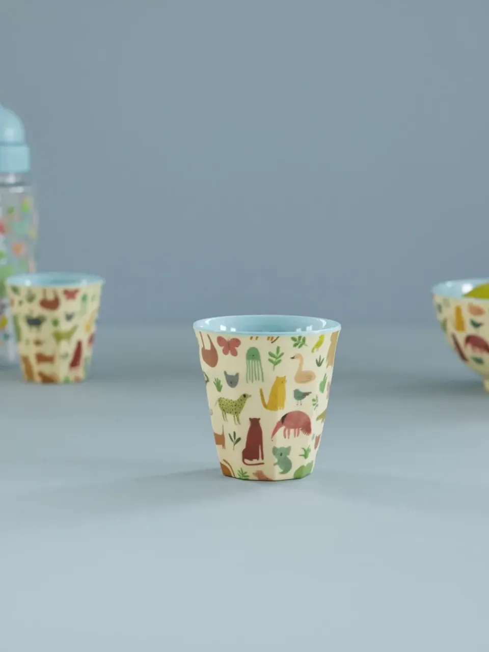 Children's Mugs|Plastic Cups^RICE melamine cup medium, Sweet Jungle Print-Soft Blue
