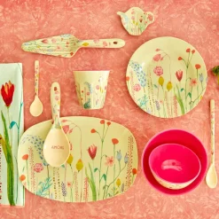 Online RICE melamine cup medium, Summer flowers PinkYellow
