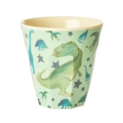 Clearance RICE melamine cup medium, Dinosaurs GreenBlue