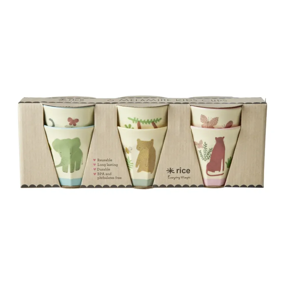 Clearance RICE melamine cup small 6-pack, Sweet Jungle Multi