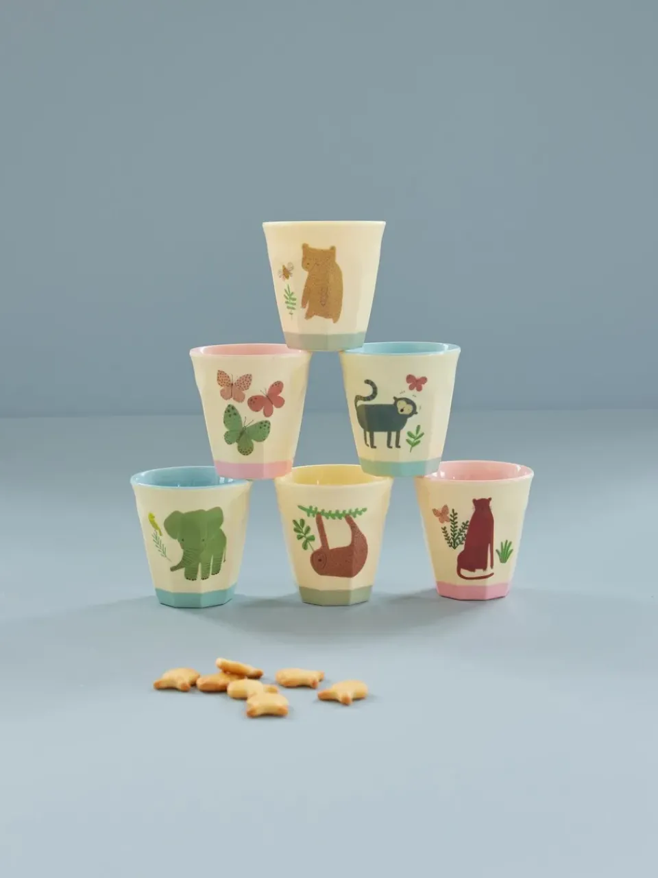 Clearance RICE melamine cup small 6-pack, Sweet Jungle Multi