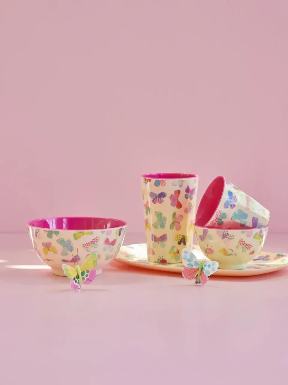Plastic Cups^RICE melamine mug high, Butterfly Multi