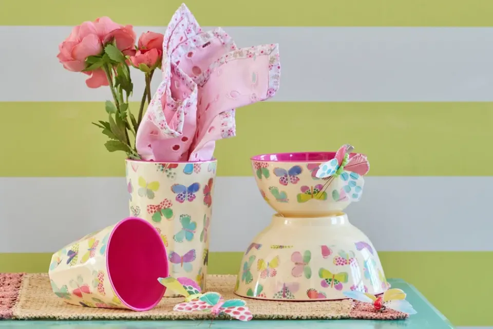 Plastic Cups^RICE melamine mug high, Butterfly Multi