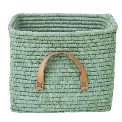 RICE raffia storage basket, Mint Green