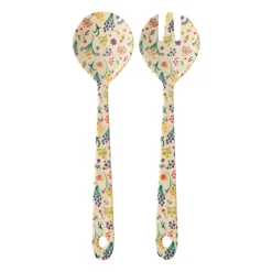 New RICE salad servers melamine 2 pieces, Wild flowers Multi