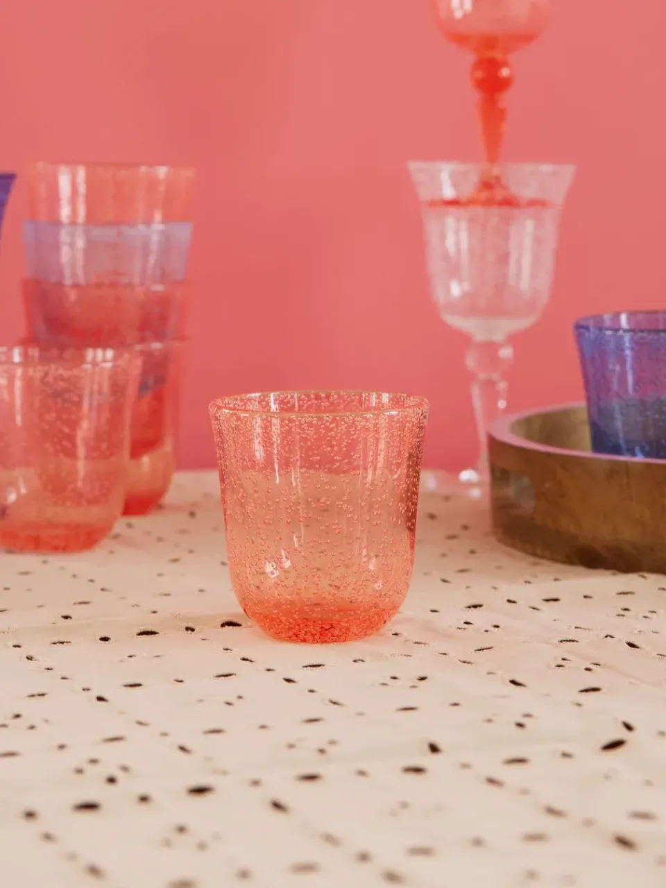 Outlet RICE tumbler glass bubble design acrylic 41 cl, Peach Orange