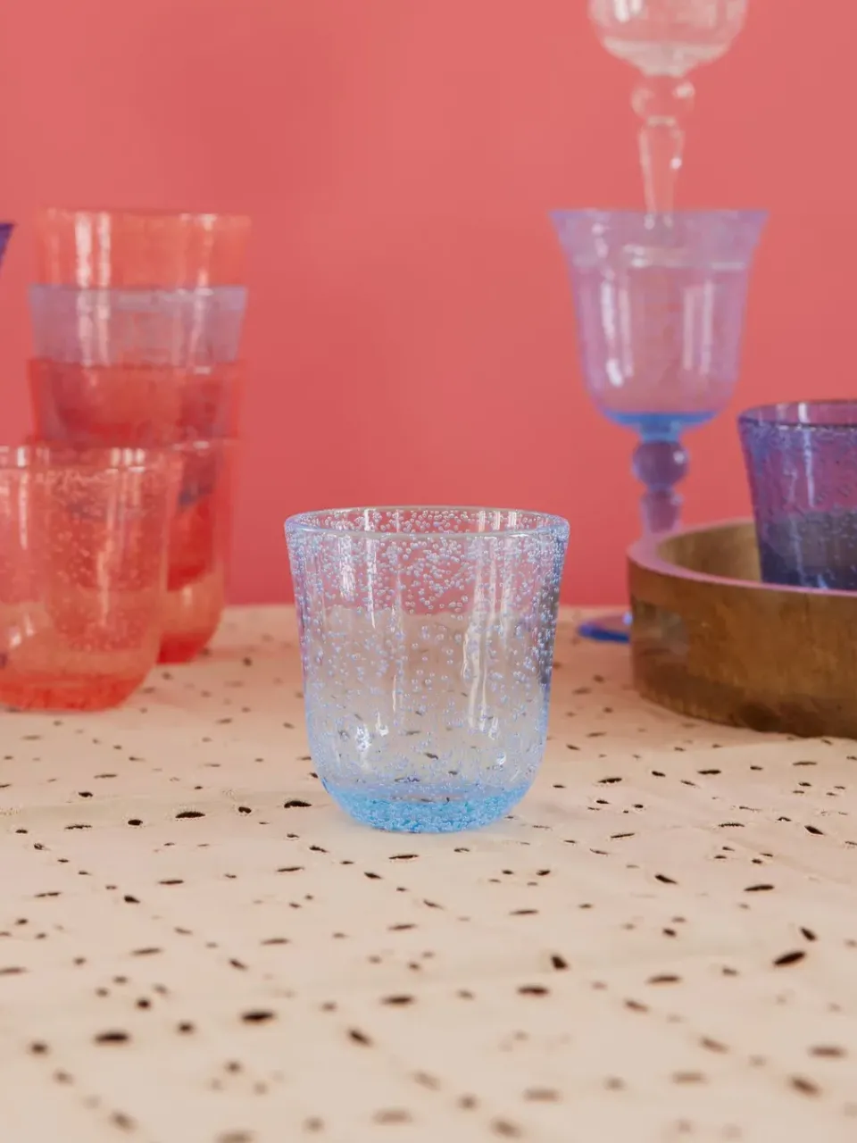 Plastic Glasses^RICE tumbler glass bubble design acrylic 41 cl, Mint GreenBlue