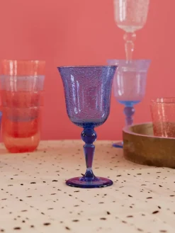 Hot RICE wine glass bubble design 36 cl, Blue