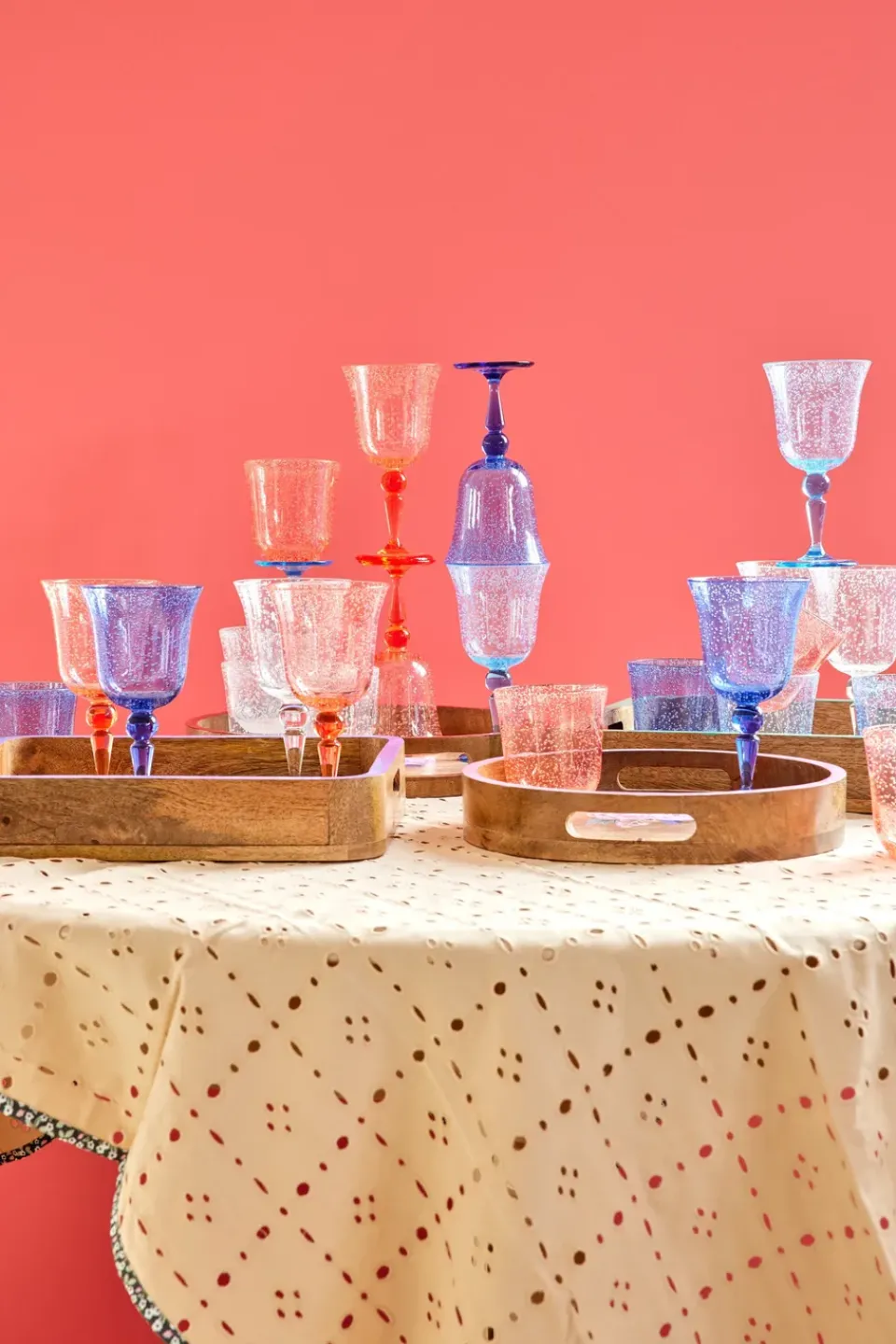 Hot RICE wine glass bubble design 36 cl, Blue